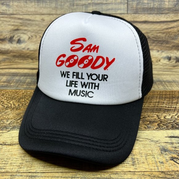 Defunct Sam Goody Mens Trucker Hat Black Snapback Record Store Baseball Cap - Picture 1 of 8